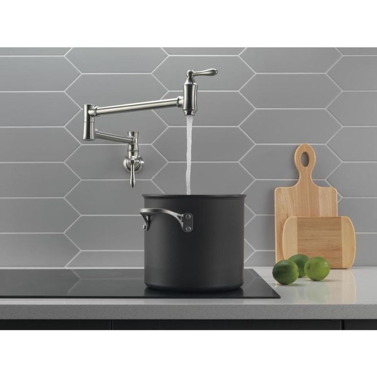 Delta Stainless 2-Handle Wall-Mount Pot Filler Handle Kitchen Faucet