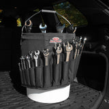 BUCKET BOSS Wrench Boss 5 Gal. Bucket Tool Organizer with 36 Pockets for Wrench Sets and Open Center Bulk Storage in Black - Super Arbor