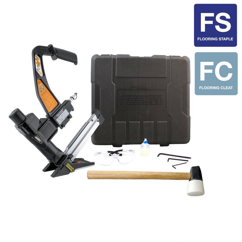 Pneumatic 3-in-1 15.5-Gauge Flooring Stapler and 16-Gauge 2 in. Flooring Nailer with Case - Super Arbor