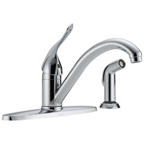Delta Classic Chrome 1-Handle Deck-Mount Low-Arc Handle Kitchen Faucet (Deck Plate Included)