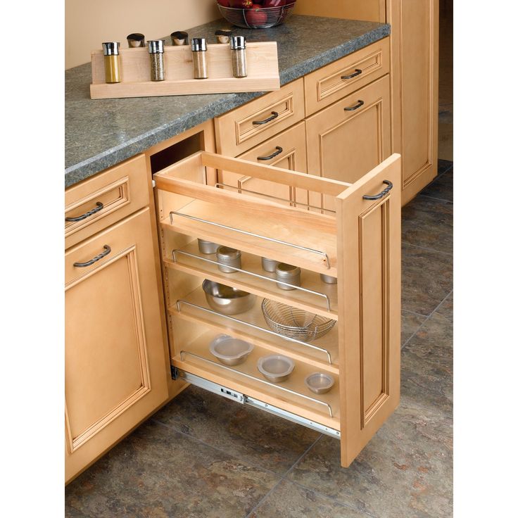 Rev-A-Shelf 7-in W x 4.875-in H 1-Tier Mounted Wood Spice Rack