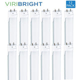 Viribright 4 ft. 40-Watt Equivalent Cool White (4000K) Type A & B Hybrid Linear T8 LED Tube Light Bulb (12-Pack)
