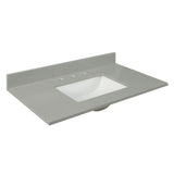 43 in. W x 22 in. D x 0.75 in. H Quartz Vanity Top in Earth Gray with White Basin - Super Arbor