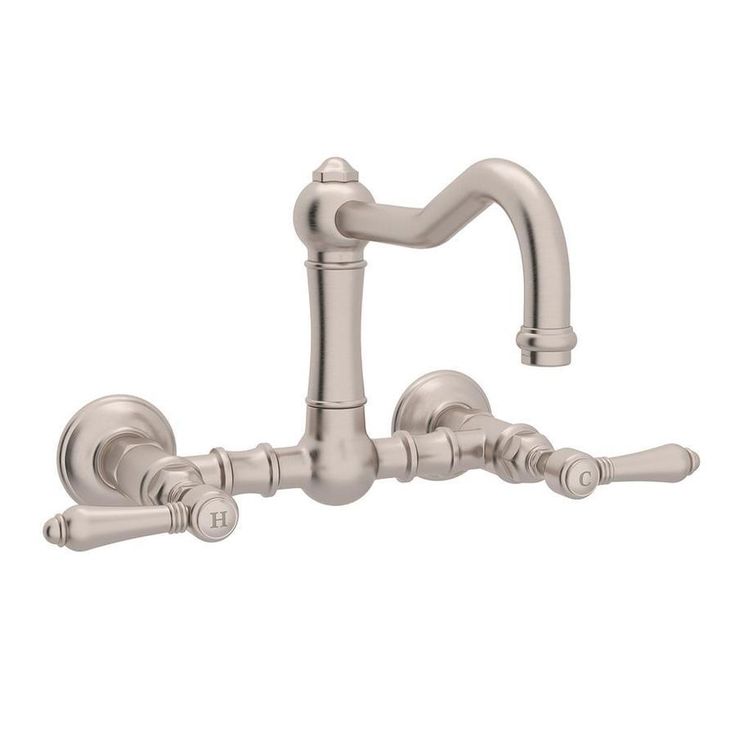 Rohl Country Kitchen Satin Nickel 2-Handle Wall-Mount Bridge Handle Kitchen Faucet