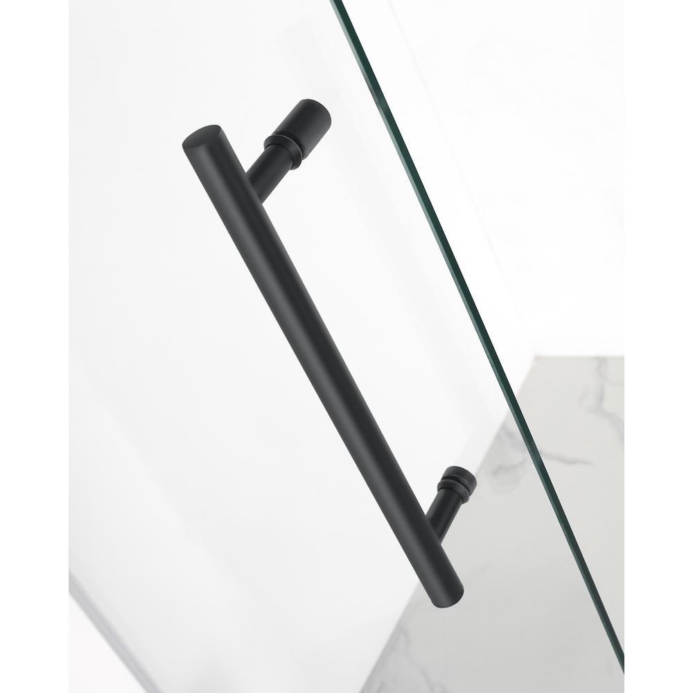 Langham 44 in. - 48 in. x 33.8125 in. x 75 in. Frameless Corner Sliding Shower Door in Matte Black - Super Arbor