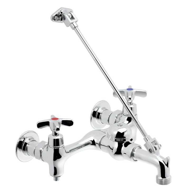 Commander Wall Mount 2-Handle Bathroom Faucet in Polished Chrome with Cross Handles - Super Arbor