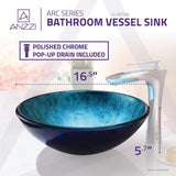 Arc Series Vessel Sink in Frosted Blue - Super Arbor