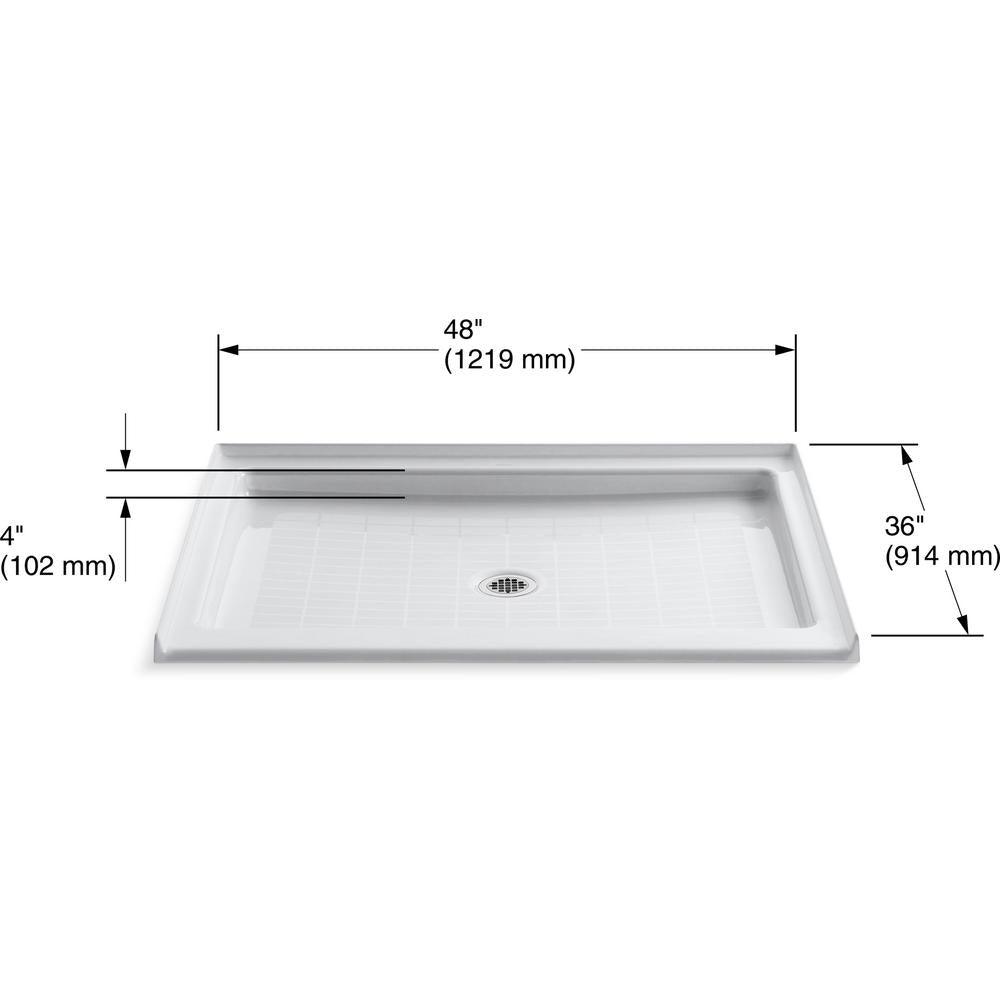 Purist 48 in. x 36 in. Single Threshold Shower Base with Center Drain in White - Super Arbor