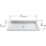 Purist 48 in. x 36 in. Single Threshold Shower Base with Center Drain in White - Super Arbor