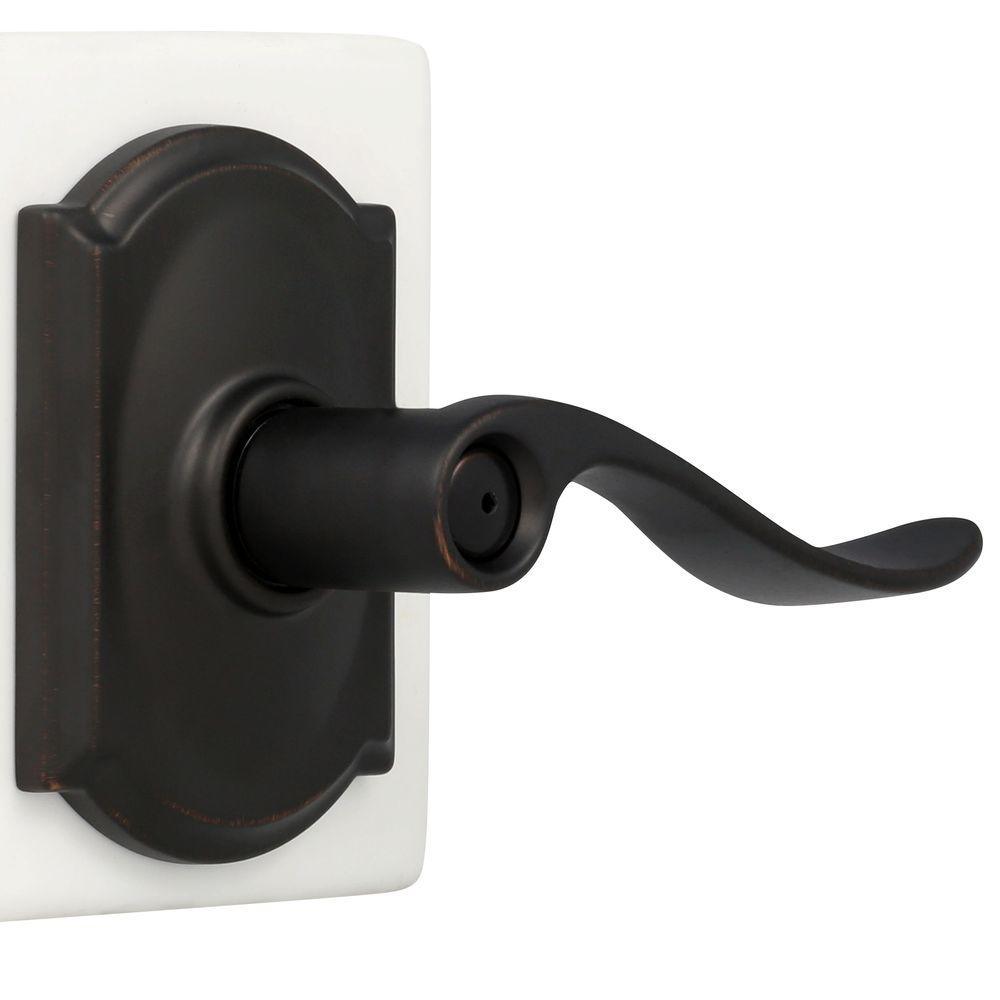 Accent Aged Bronze Privacy Bed/Bath Door Lever with Camelot Trim - Super Arbor