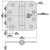 4 in. Satin Brass 5/8 in. Radius Adjustable Spring Door Hinge
