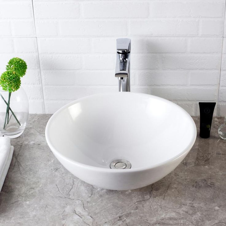 LORDEAR 16 in. x 16 in. Vessel Sink Modern Bathroom Above Round Bowl in White Porcelain Ceramic Vessel Vanity Sink Art Basin
