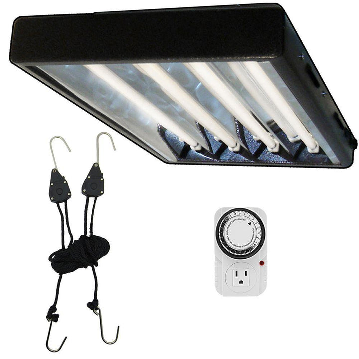 2 ft. 4-Bulb T5 High Output Copper Fluorescent Grow Light Fixture with Timer - Super Arbor