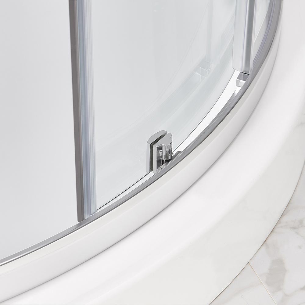 Maia 34 in. x 79.50 in. Corner Drain Corner Shower Kit in Clear and Chrome - Super Arbor