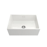 Farmhouse Apron-Front Fireclay 27 in. Single Bowl Kitchen Sink in White with Grid - Super Arbor