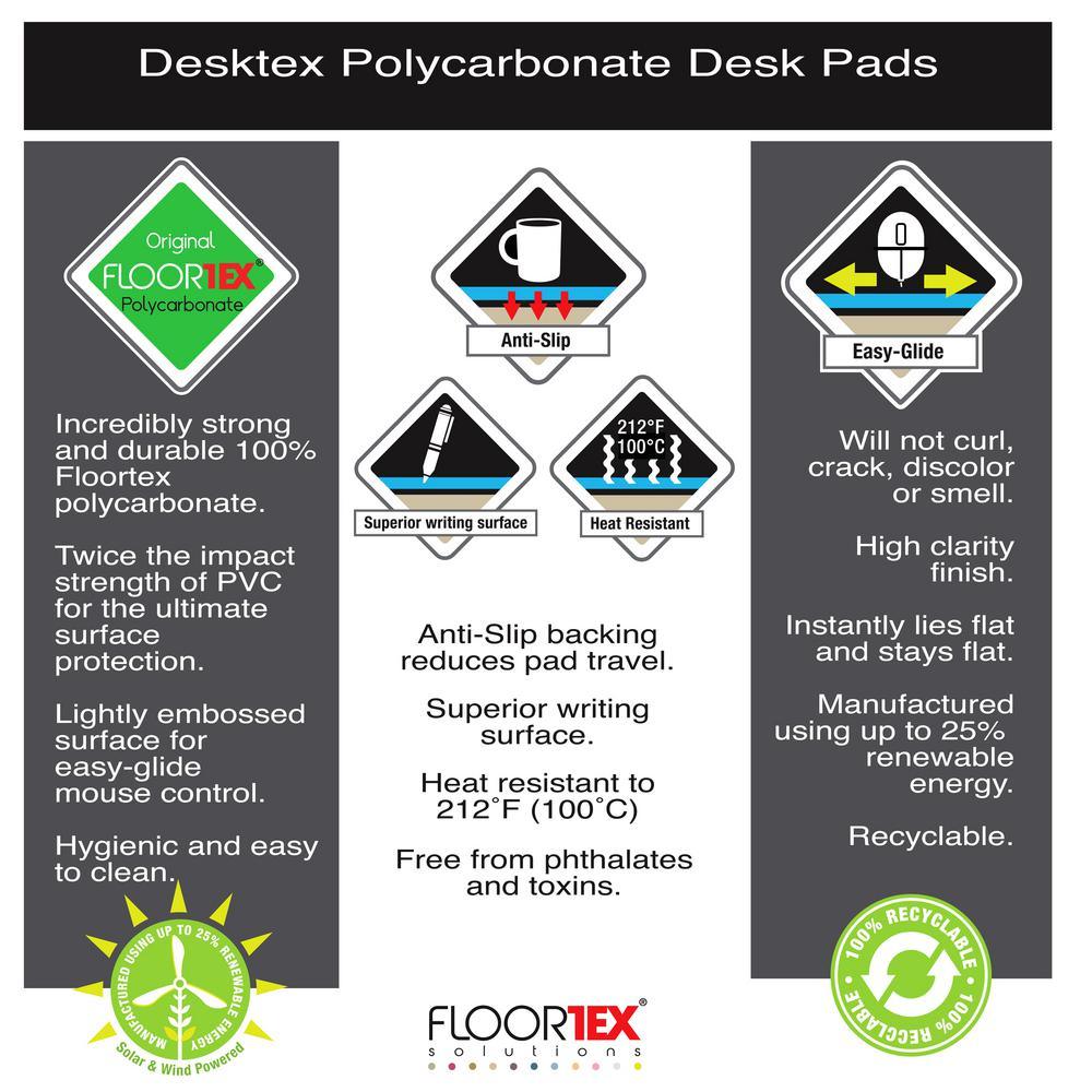 20 in. x 36 in. Polycarbonate Rectangular Desk Pad with Anti-Slip Backing - Super Arbor