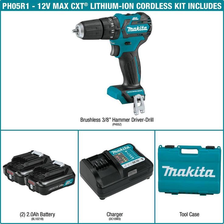 12-Volt Max CXT Lithium-Ion 3/8 in. Brushless Cordless Hammer Driver-Drill Kit w/ (2) Batteries(2Ah), Charger, Hard Case