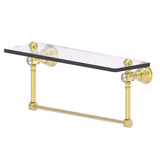 Carolina Crystal Collection 16 in. Glass Shelf with Integrated Towel Bar in Polished Brass - Super Arbor
