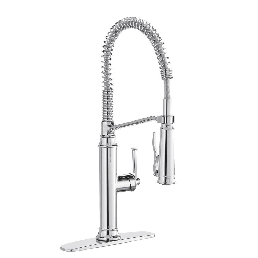 Linscott Single-Handle Coil Springneck Pull-Down Sprayer Kitchen Faucet in Matte Black - Super Arbor
