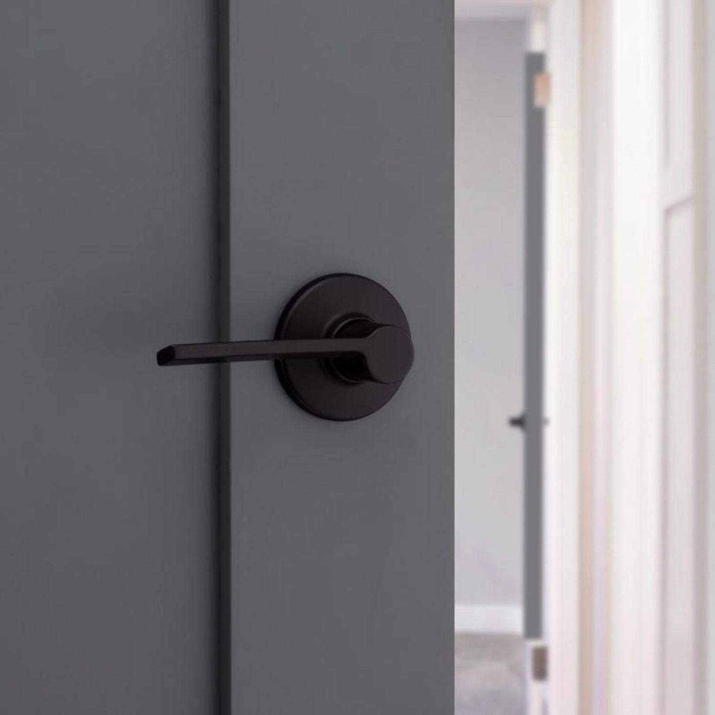 Kwikset Ladera Matte Black Passage Lever, Reversible for Right or Left Handed Doors