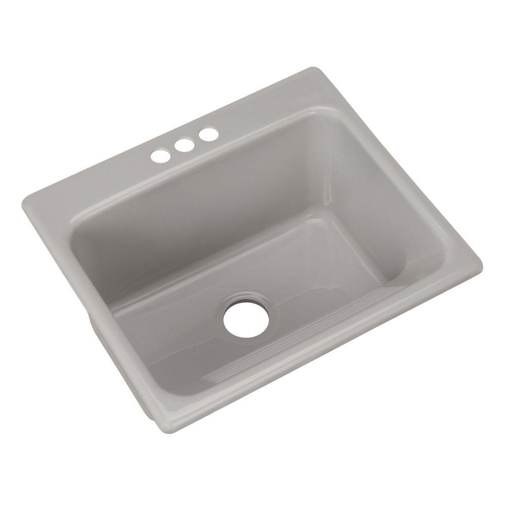 Kensington Drop-In Acrylic 25 in. 3-Hole Single Bowl Utility Sink in Ice Grey - Super Arbor