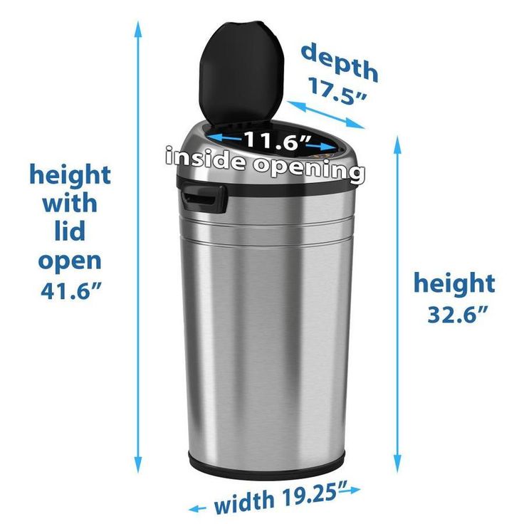 iTouchless 18-Gallon Stainless Steel Metal Touchless Trash Can with Lid