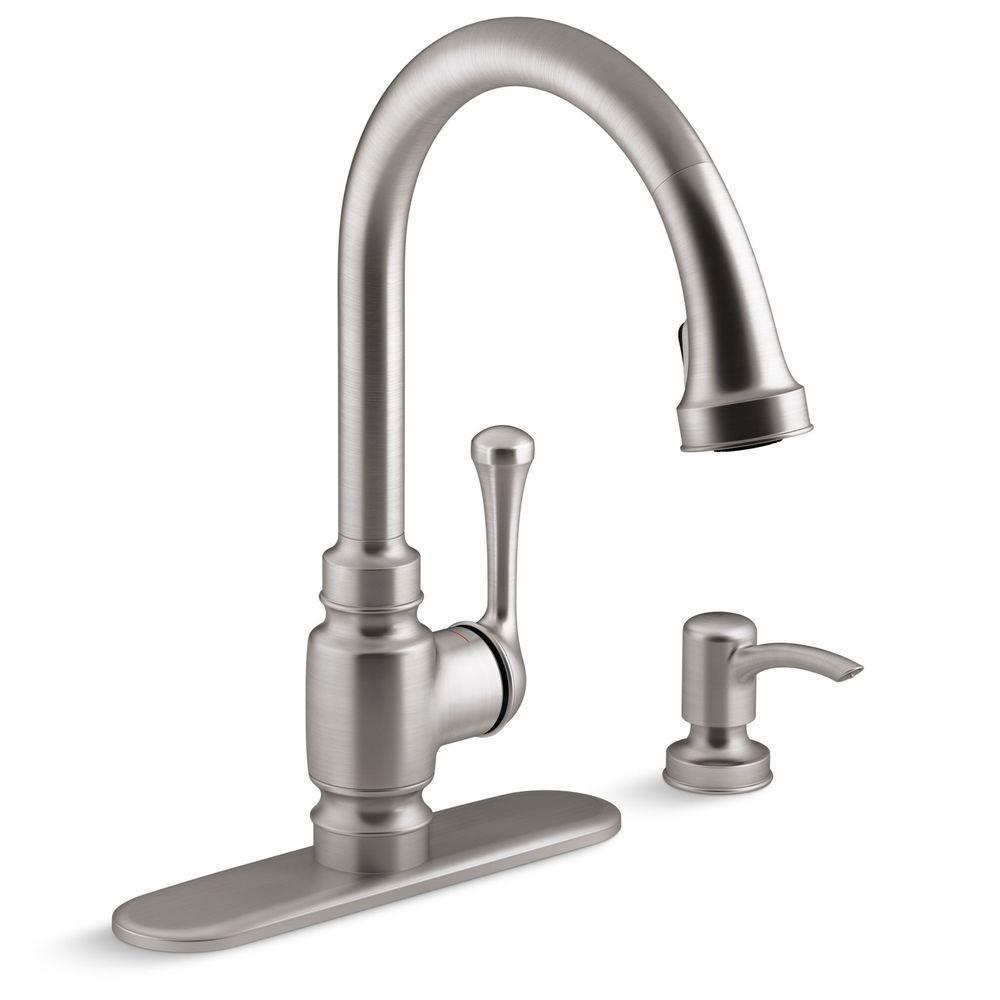 Carmichael Single-Handle Pull-Down Sprayer Kitchen Faucet in Oil Rubbed Bronze - Super Arbor