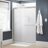 Simplicity 60 in. x 70 in. Semi-Frameless Traditional Sliding Shower Door in Nickel with Rain Glass - Super Arbor