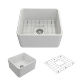 Classico Farmhouse Apron Front Fireclay 30 in. Single Bowl Kitchen Sink with Bottom Grid and Strainer in White - Super Arbor