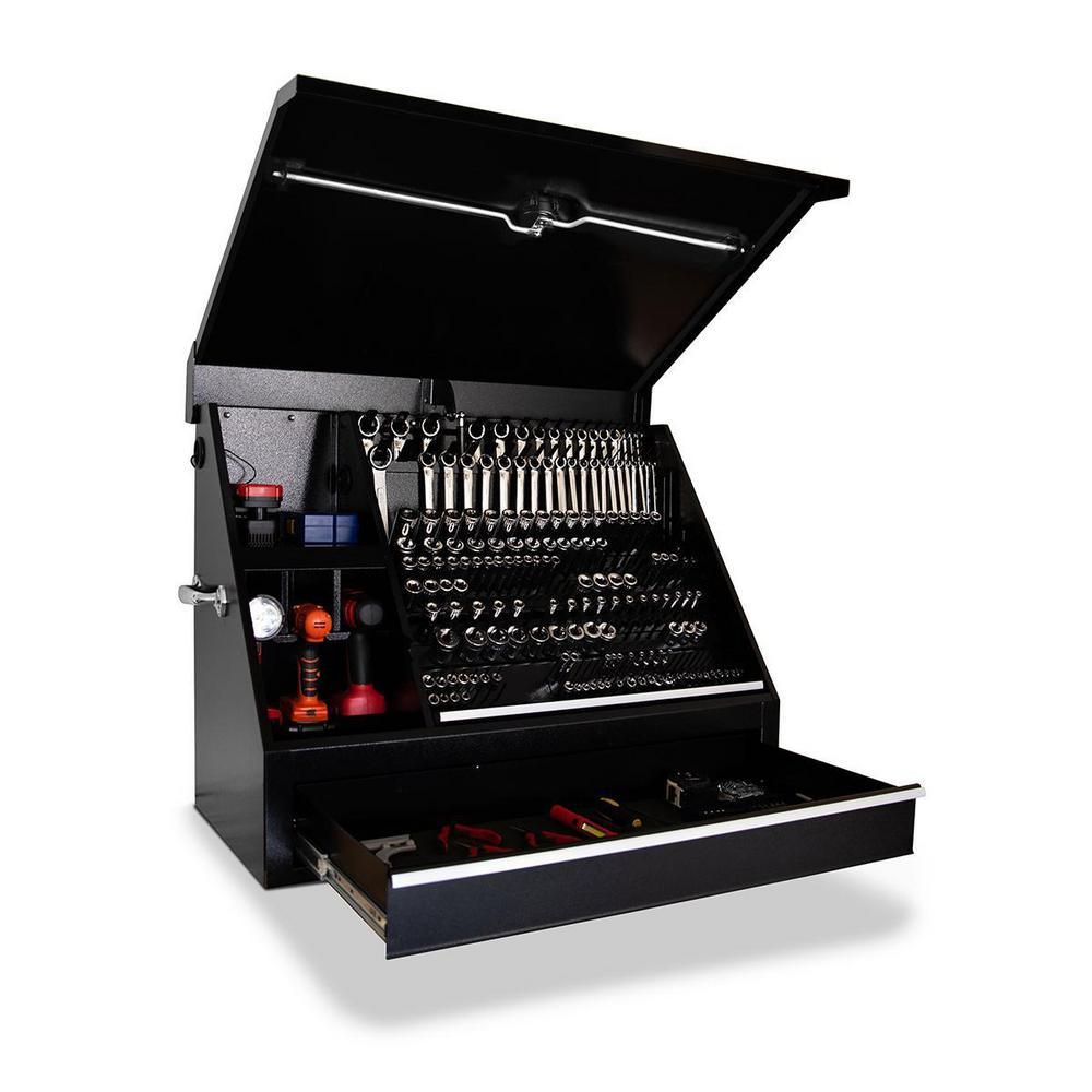 36 in. 1-Drawer Black Steel Portable Shop Tool Box with Cylinder Lock - Super Arbor