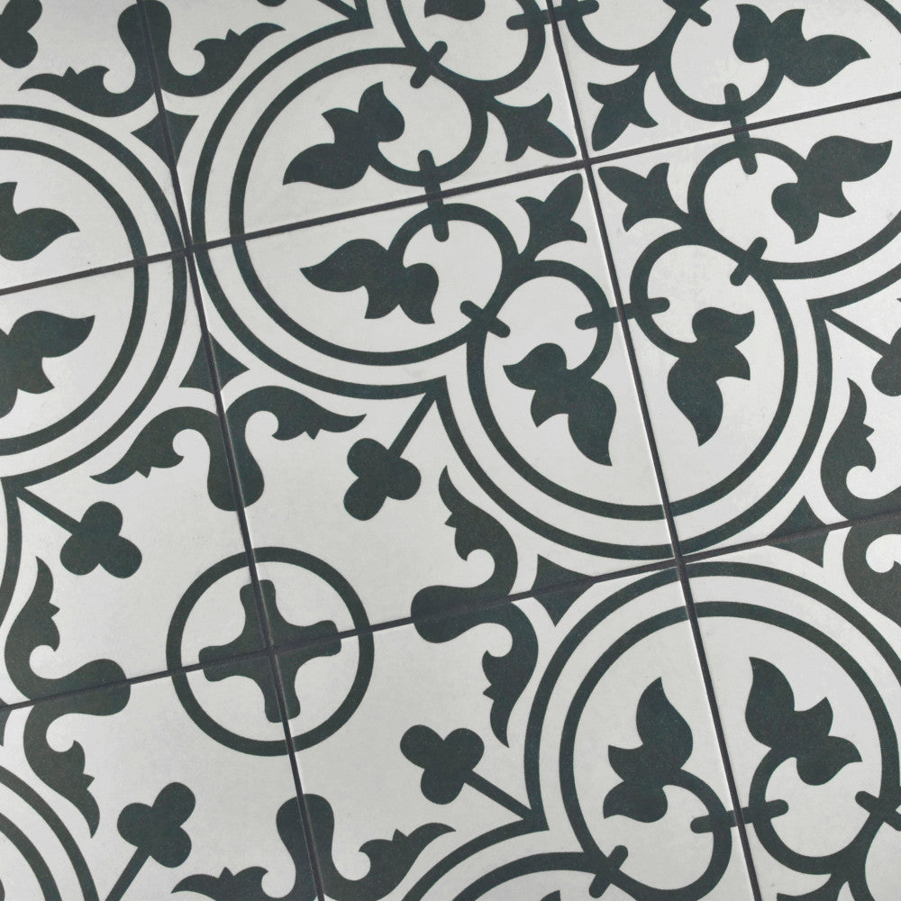 Merola Tile Arte White Encaustic 9-3/4 in. x 9-3/4 in. Porcelain Floor and Wall Tile (11.11 sq. ft. / case)