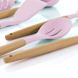Pink Silicone and Wood Cooking Utensils (Set of 9)