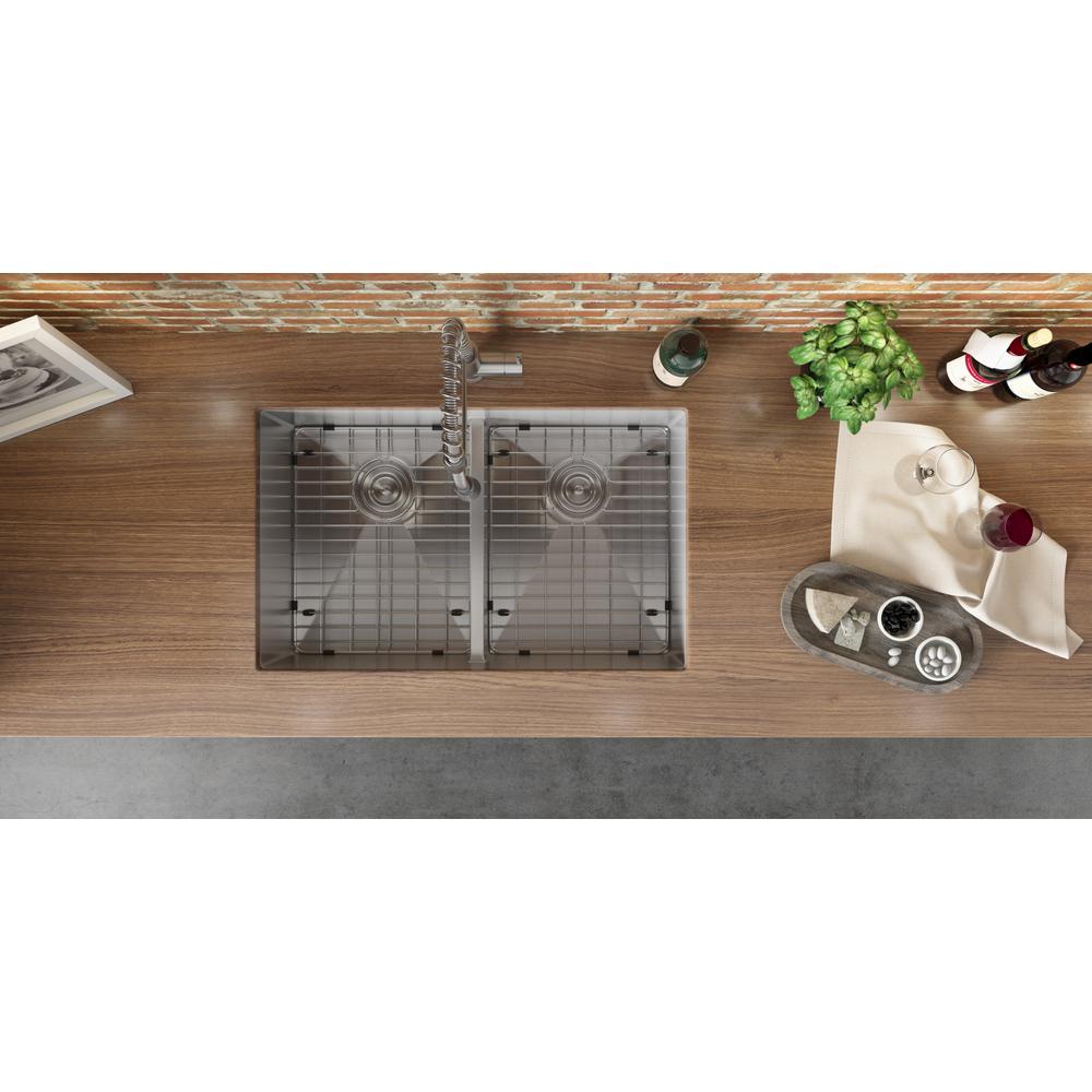 32 in. Low-Divide Double Bowl 50/50 Undermount 16-Gauge Stainless Steel Kitchen Sink - Super Arbor