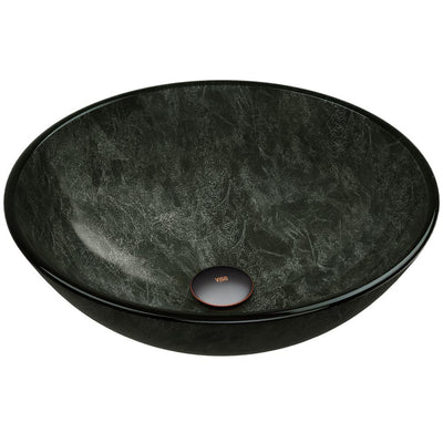 VIGO Gray Handmade Glass Round Vessel Bathroom Sink in Gray Onyx - Super Arbor