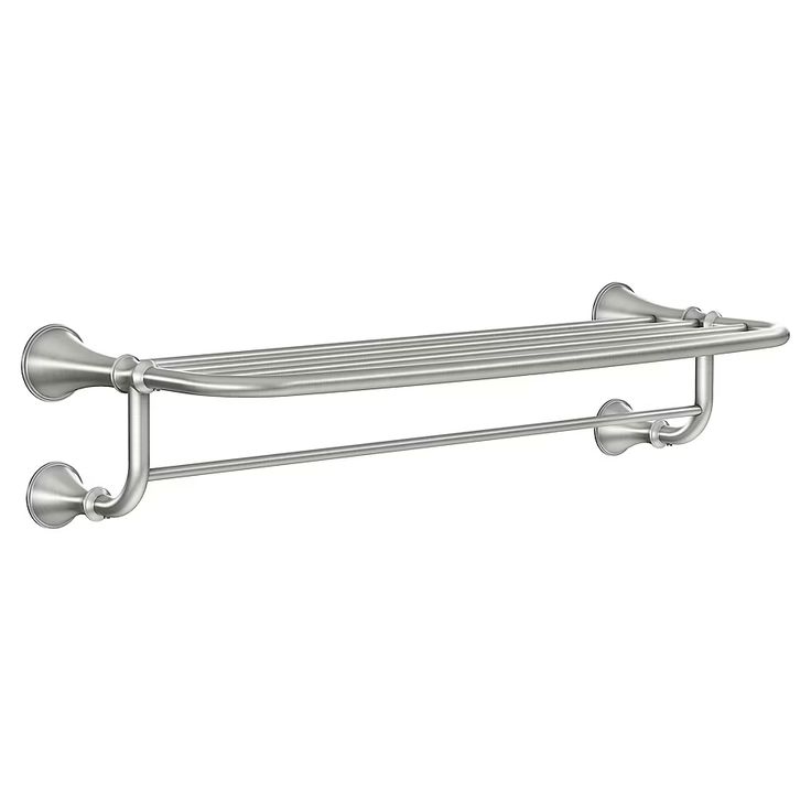 Moen Decorative Spot Resist Brushed Nickel 1-Tier Metal Wall Mount Bathroom Shelf