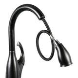 Contemporary Single-Handle Pull-Down Sprayer Kitchen Faucet with Soap Dispenser in Mediterranean Bronze - Super Arbor