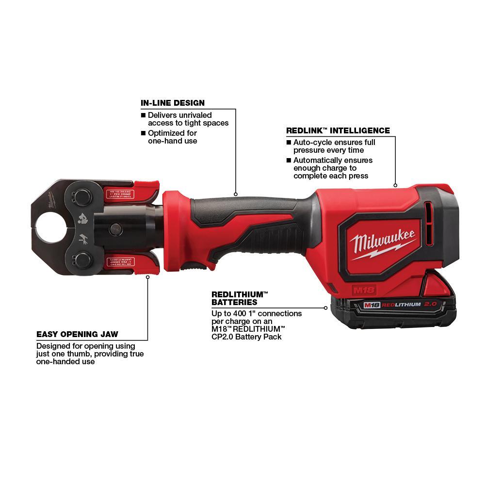 M18 18-Volt Lithium-Ion Cordless Short Throw Press Tool Kit w/ (3) PEX Crimp Jaws, & Free M18 Fuel Hackzall - Super Arbor