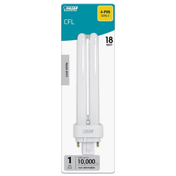 18-Watt Equivalent PL CFLNI Quad Tube 4-Pin G24Q-2 Base Compact Fluorescent CFL Light Bulb, Cool White 4100K (1-Bulb)