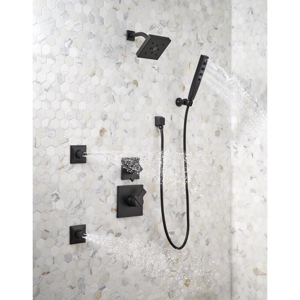 Zura 5-Spray 1.3 in. Single Wall Mount Handheld H2Okinetic Shower Head in Matte Black - Super Arbor