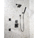 Zura 5-Spray 1.3 in. Single Wall Mount Handheld H2Okinetic Shower Head in Matte Black - Super Arbor