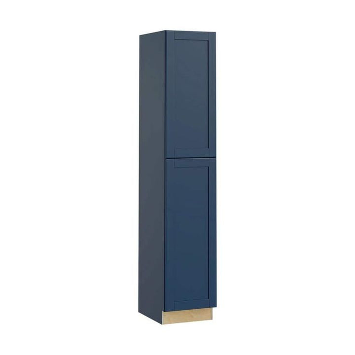 Home Decorators Collection Washington Vessel Blue Plywood Shaker Assembled Utility Pantry Kitchen Cabinet Soft Close 18 in W x 24 in D x 96 in H