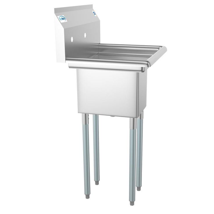 Freestanding Stainless Steel 23 in. 2-Hole 1-Compartment Commercial Kitchen Sink with Right Drainboard