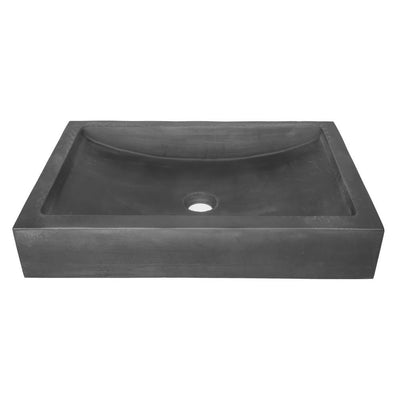 Eden Bath 22 in. Shallow Wave Concrete Rectangular Vessel Sink in Charcoal - Super Arbor