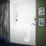 Rampart Nova Heated 5 ft. Walk-in Whirlpool Bathtub with 6 in. Tile Easy Up Adhesive Wall Surround in White - Super Arbor