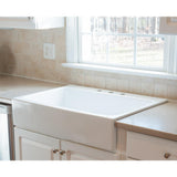 Josephine Quick-Fit Drop-in Farmhouse Fireclay 33.85 in. 3-Hole Single Bowl Kitchen Sink in Crisp White - Super Arbor