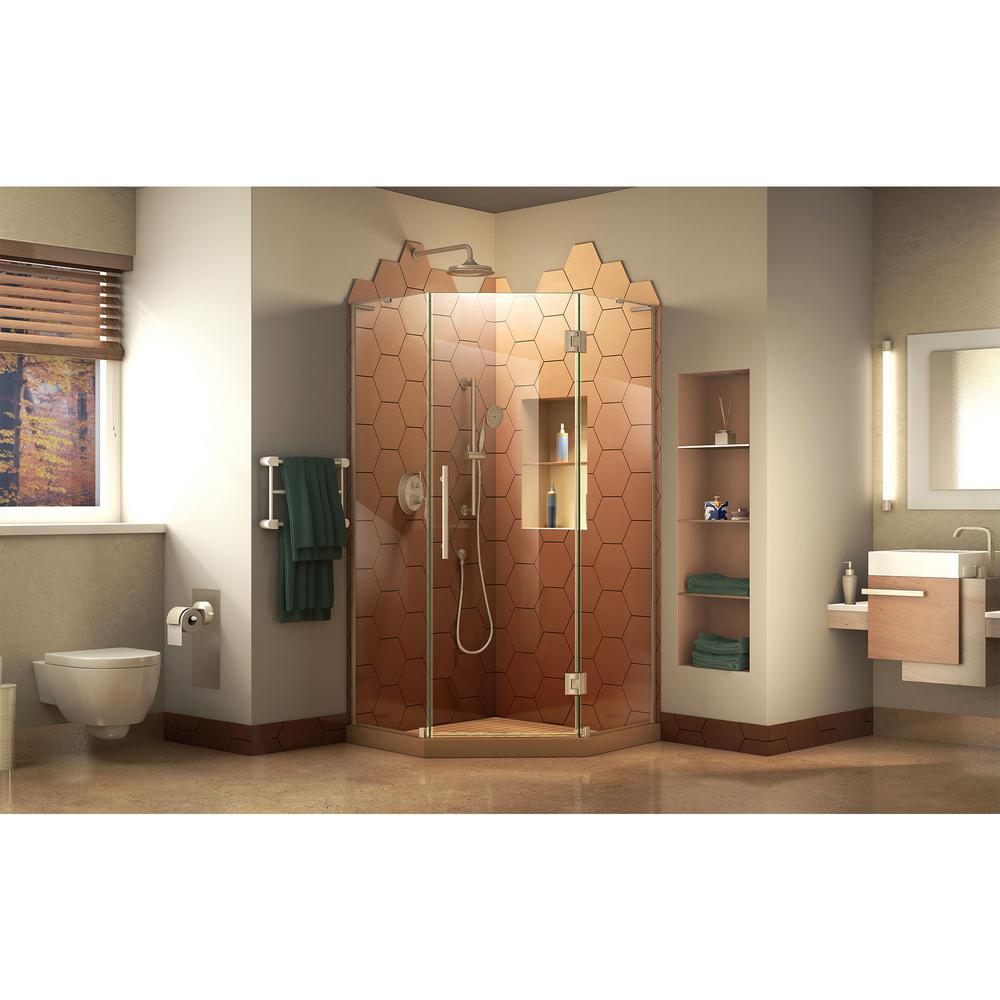 Prism Plus 36 in. D x 36 in. W x 72 in. H Semi-Frameless Neo-Angle Hinged Shower Enclosure in Brushed Nickel Hardware - Super Arbor