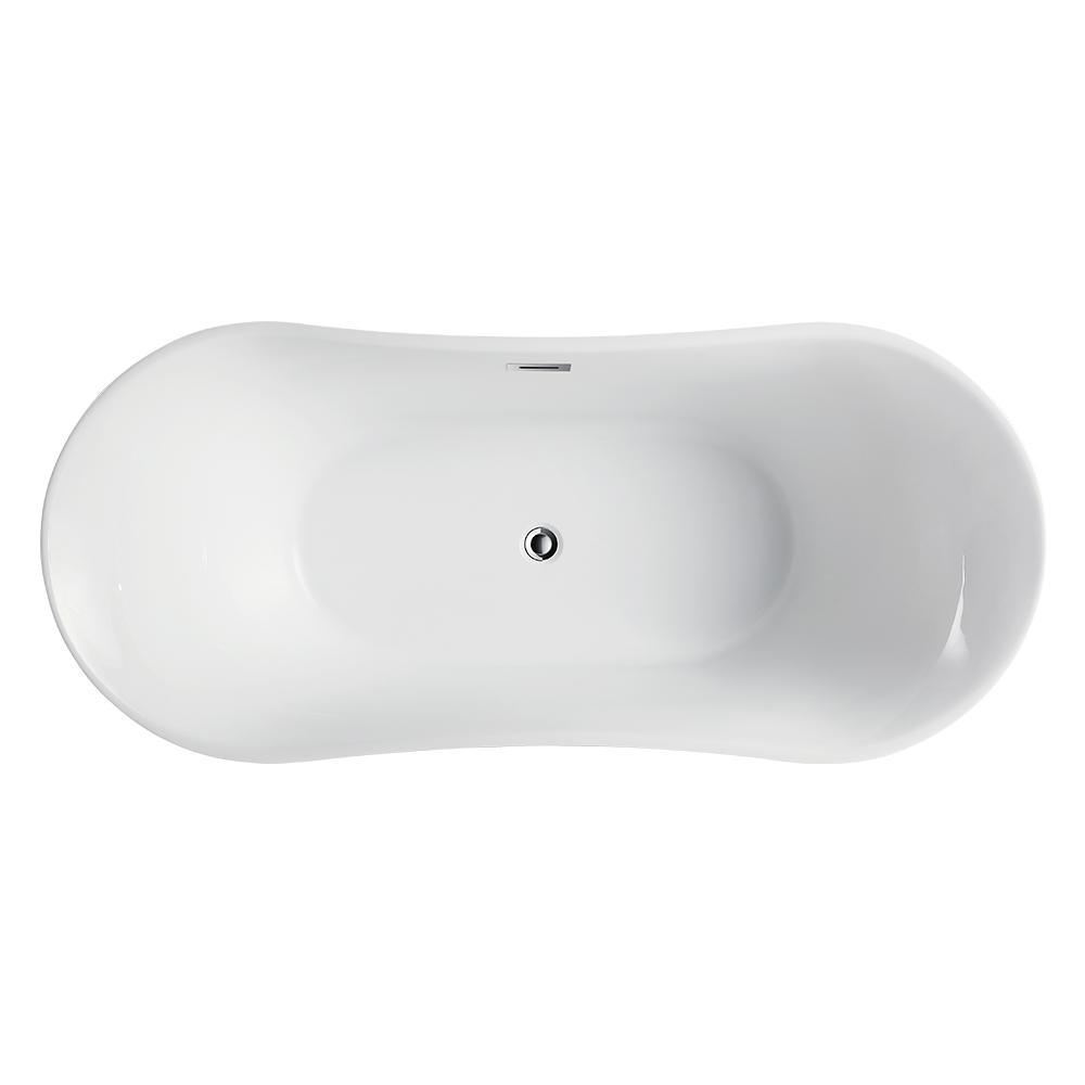 Calais 67 in. Acrylic Flatbottom Freestanding Bathtub in White - Super Arbor