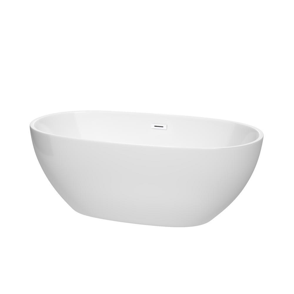 Juno 5.3 ft. Acrylic Flatbottom Non-Whirlpool Bathtub in White with Polished Chrome Trim - Super Arbor