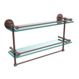 22 in. L  x 12 in. H  x 5 in. W 2-Tier Clear Glass Bathroom Shelf with Towel Bar in Polished Chrome - Super Arbor