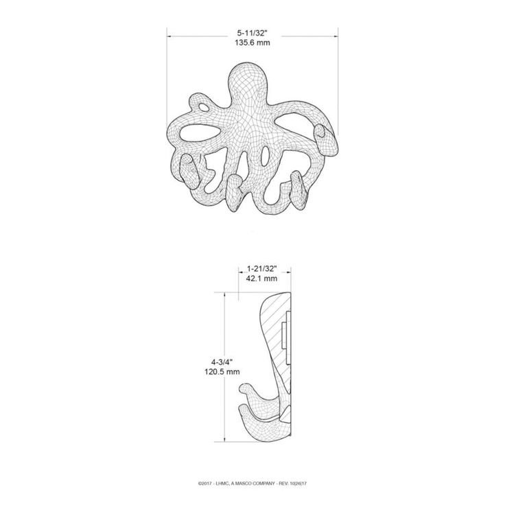 5-1/3 in. Teal Octopus Wall Hook